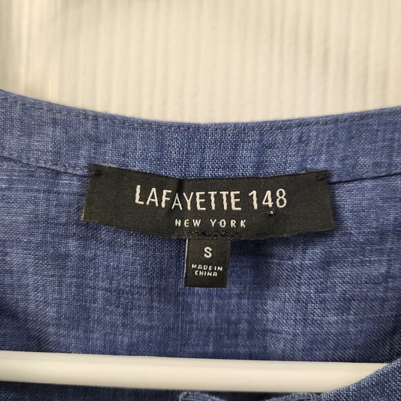 Lafayette 148 New York Linen Tunic Top S Padded Shoulders Quiet Luxury Classic - Picture 3 of 8